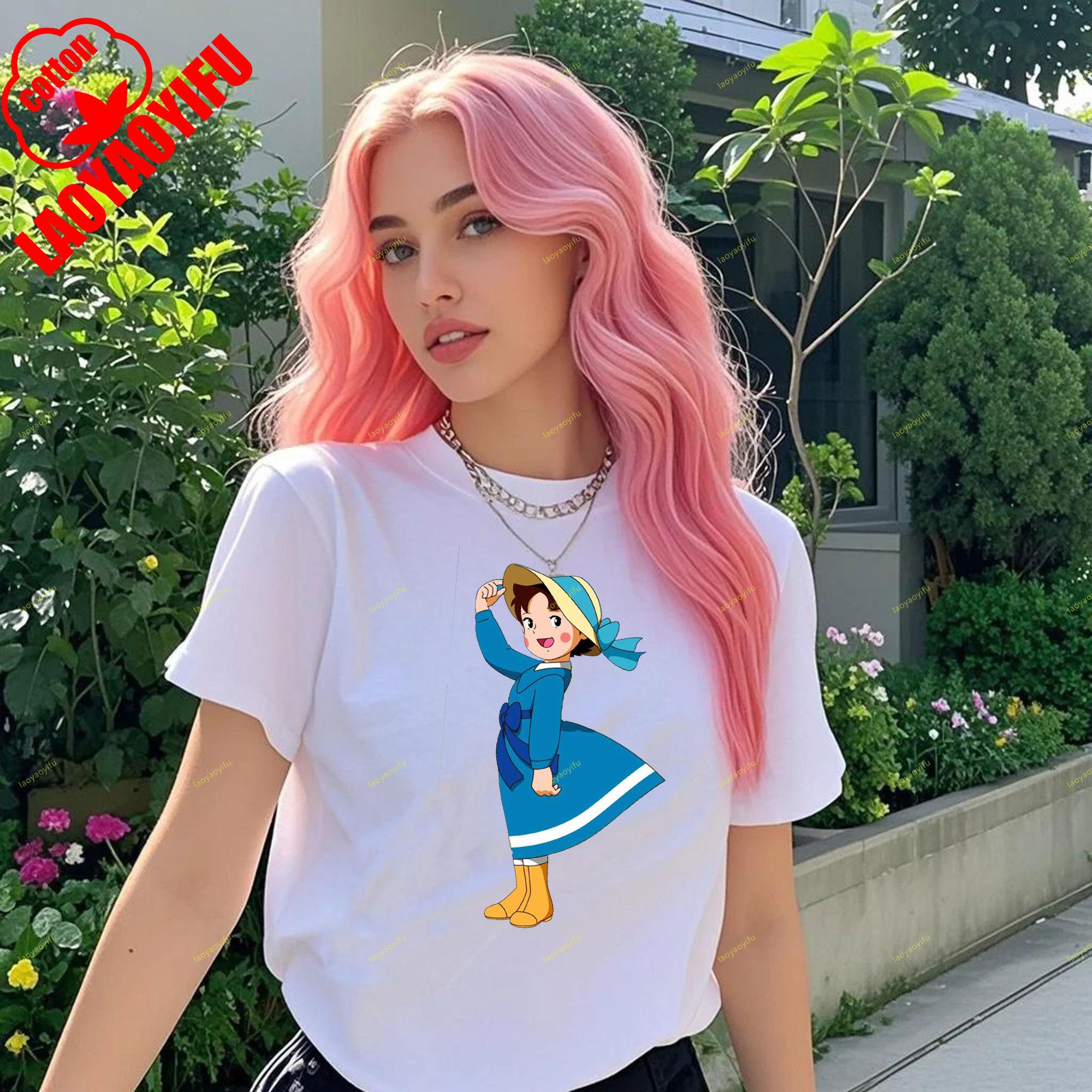 

Heidi The Girl From The Alps Classic Pattern Printed T-shirt Tops Summer Unisex Loose Harajuku Breathable Camisetas 4XL