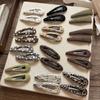 1 Pair French Style Fabric Hair Clips Oval Shape Floral Barrette Sweet BB Hair Clip  for Women