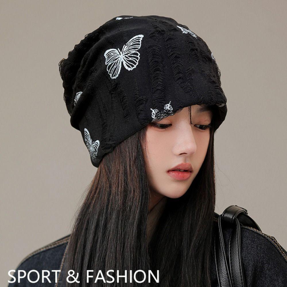 Thin Hair Caps Holes Pullover Hat Soft Knitted Hat  Streetwear