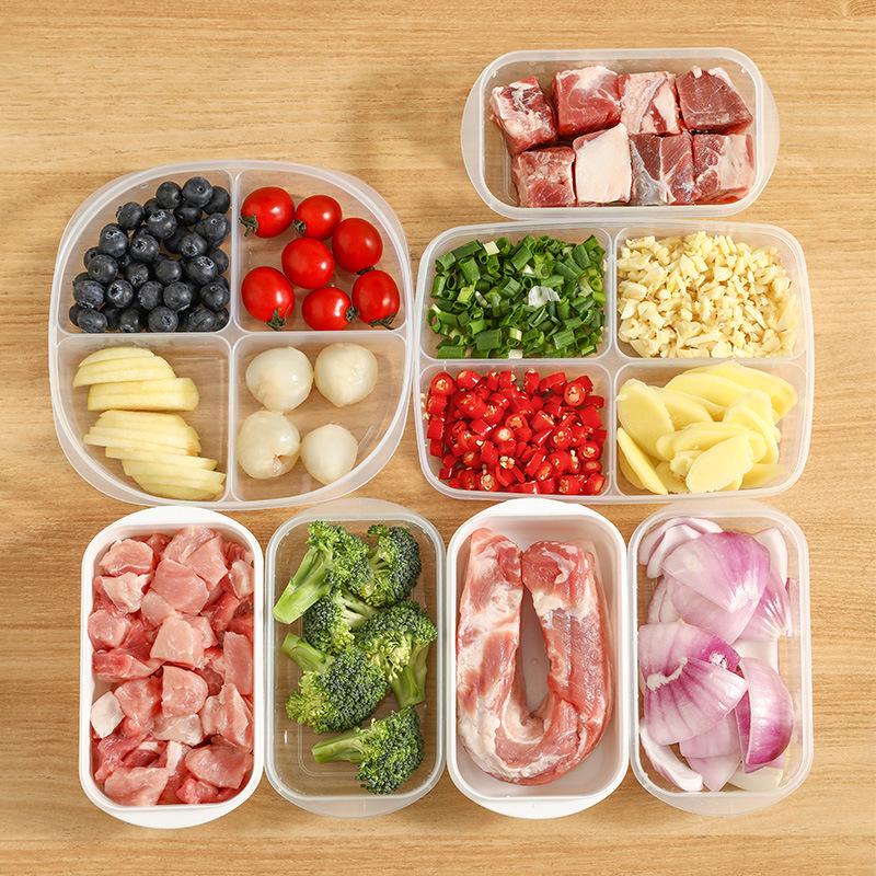 Food-Grade Freezer Storage Box for Meat, Onion, Ginger, and Garlic with Compartments