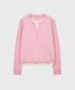 NOIRER FOR WOMAN Layered Henley Neck Signature Cable Knit (Pink)