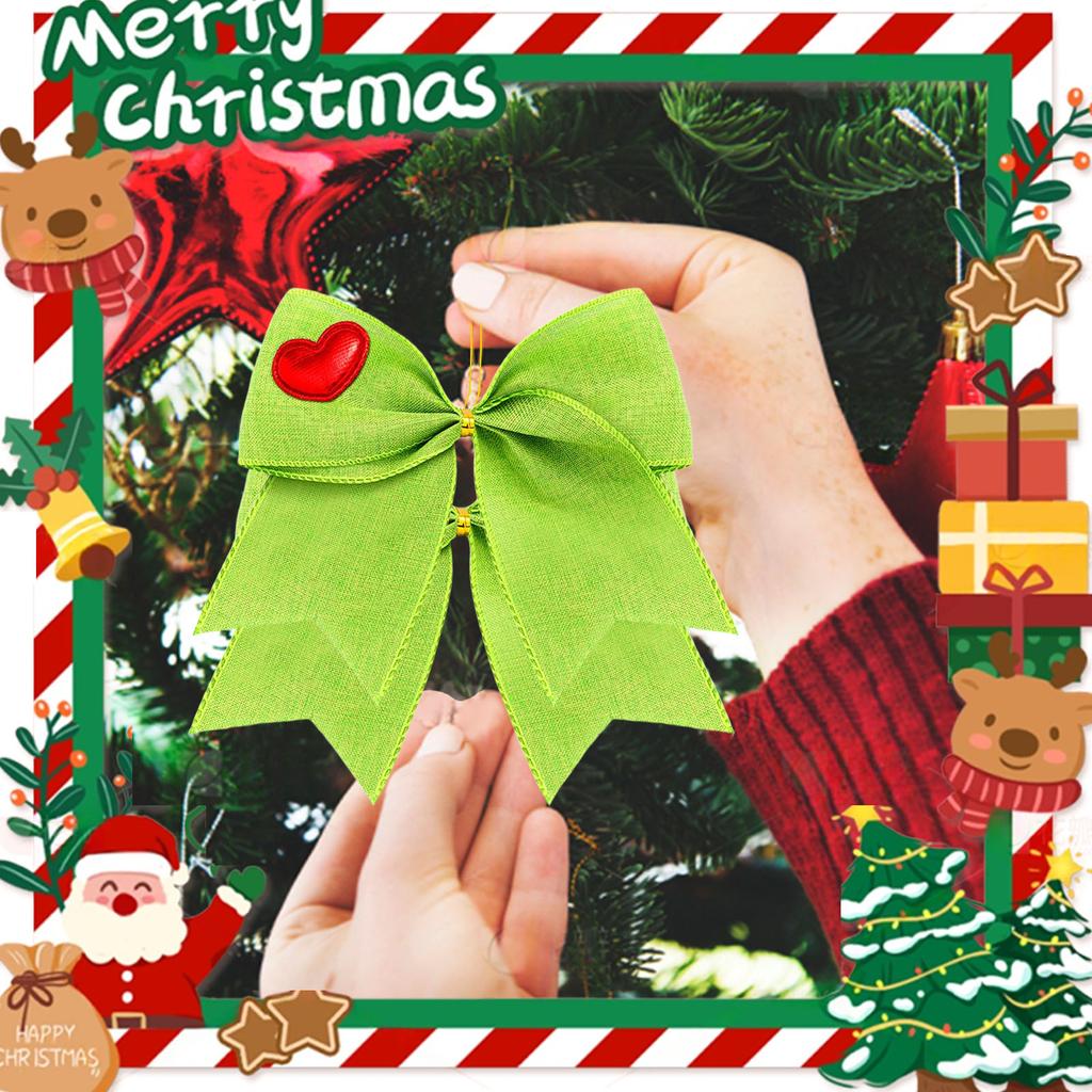 Christmas Bow 12-Piece Green Red 6 Inch Plush Style Festive Christmas Tree Wreath Home Party Decor Gift Accessory