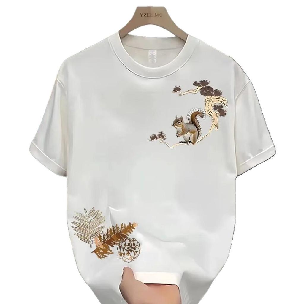 Trendy Brand Short-Sleeved Pure Cotton Men'S Printed T-Shirt Trendy Men'S And Women'S Versatile Round Neck T-Shirt Men'S