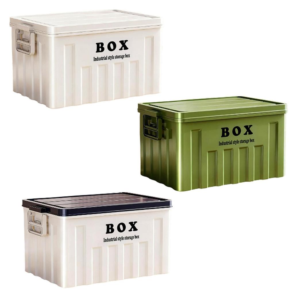 Lidded Storage Bin Utility Crate and Handles Storage Box with Lid Container for