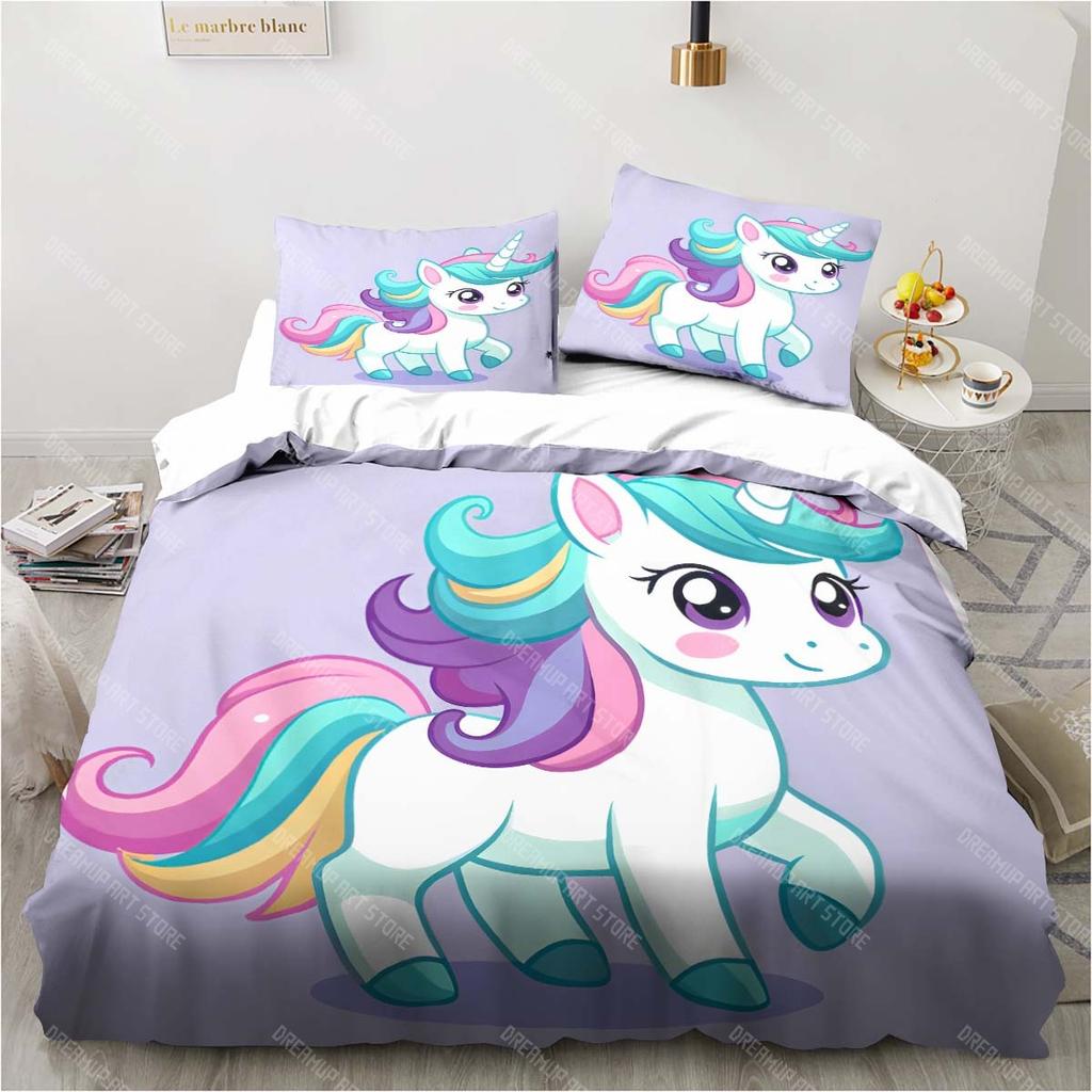 Cartoon Unicorn Pattern Bedding Bedroom Home Decoration Pillowcase Duvet Cover Bed Sheet Set Children's Room Bedding Set Luxury