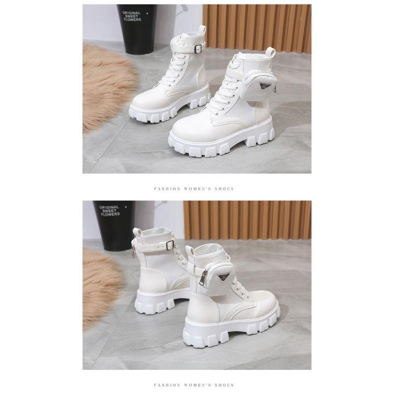 Fall New Plus Size Women's Pocket Biker Boots Women's British Style Platform Lace-up Short Knight Martin Boots