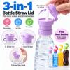 Reusable Straw Bottle Straw Lid Wide Opening Beverage Bottle Cap  Daily Drinking Use