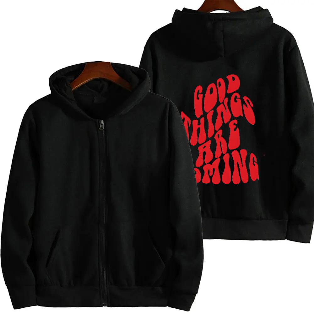 Good Thing Are Coming Printed Women's Zipper Hoodie Sweatshirt Casual Fashion Zip Up Hoodies Clothing Loose Fleece Hoody
