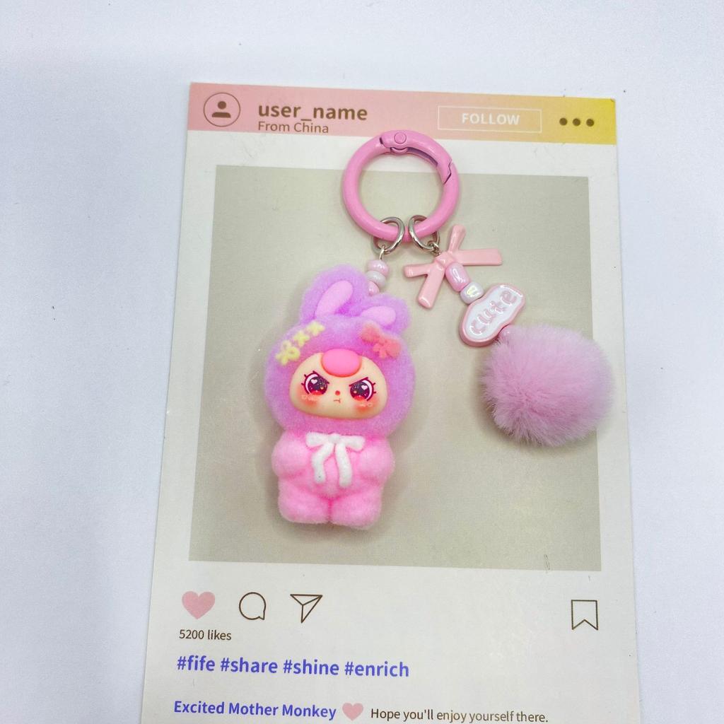 Flocking Gradual Change Standing Baby Three-year-old Cute Grain Doll Small Gift Bag Pendant Car Keychain Cute Baby
