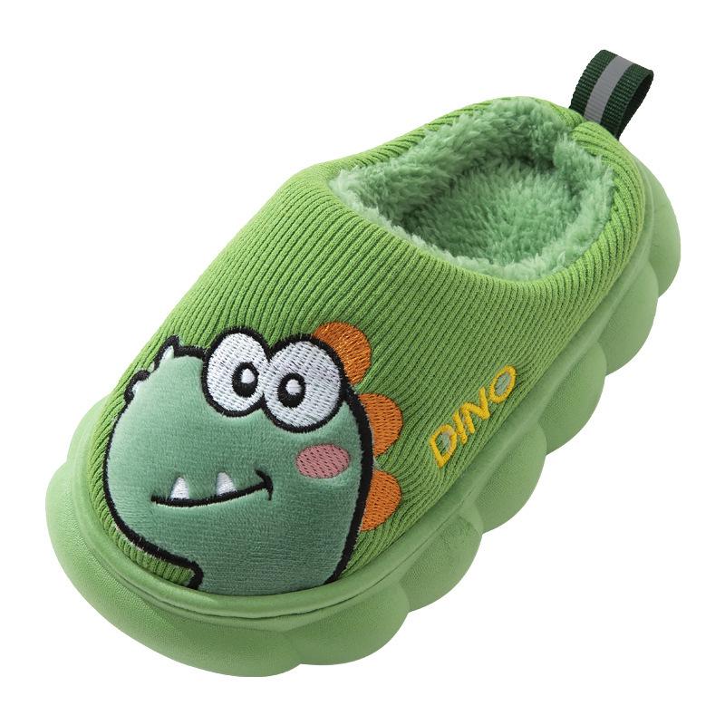 Children's Dinosaur Furry Cotton Slippers for Boys & Girls - Small, Medium, Large - Cozy Indoor Footwear for Autumn & Winter