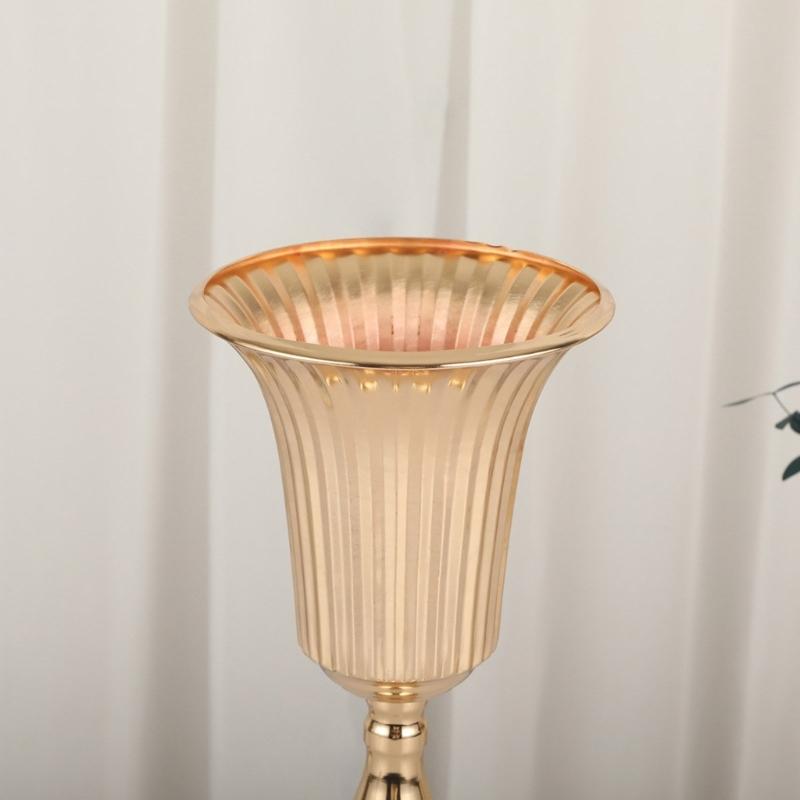 Desktop Metal Trumpets Centerpieces Vase Gold Flowers Vase Welcome Area Road Guide Flowers Holder Height Wedding