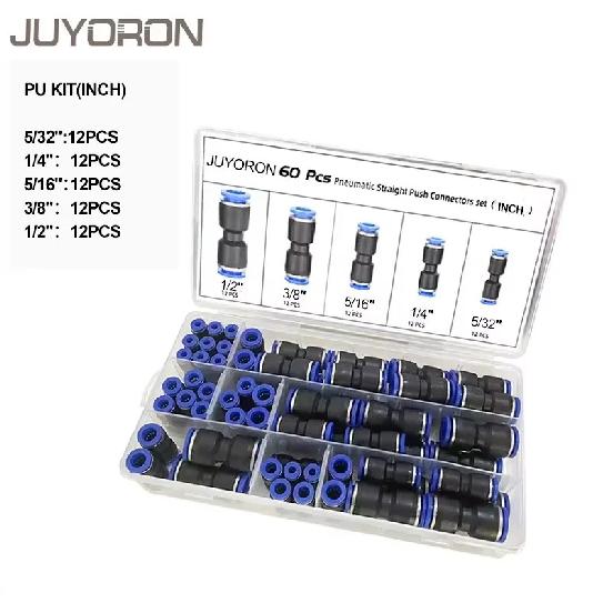 60PCS Boxed Set Air Straight Pneumatic Fittings PU Series Water Pipes Quick Release Connector Plastic Hose Couplings PU 4 6 8mm
