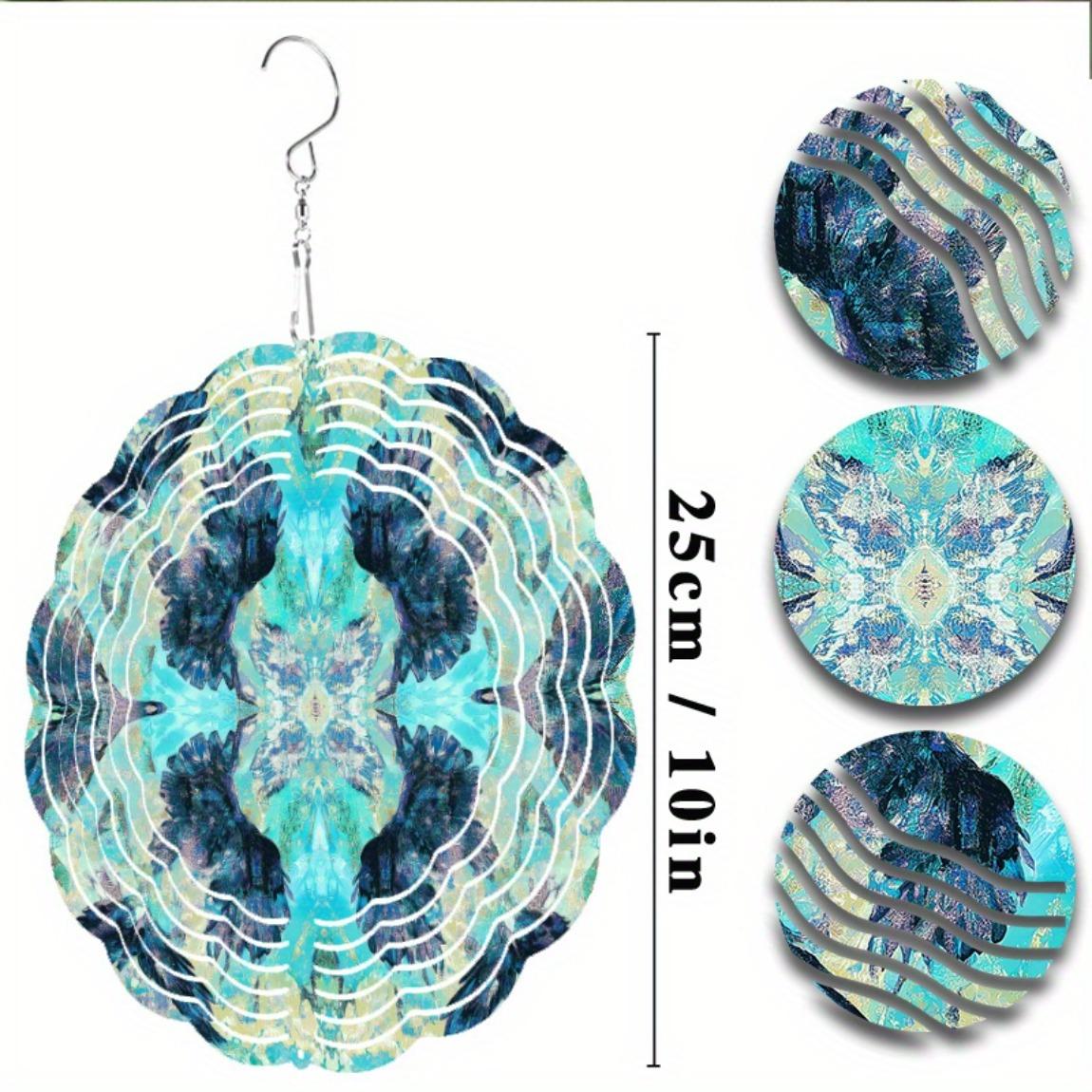 

Подвесной ветряной спиннер с дизайном из витражного стекла цвета морской волны, вращающийся на 360 градусов крюк, металлическая художественная скульптура для сада, патио, уличного декора, без батареек 01A