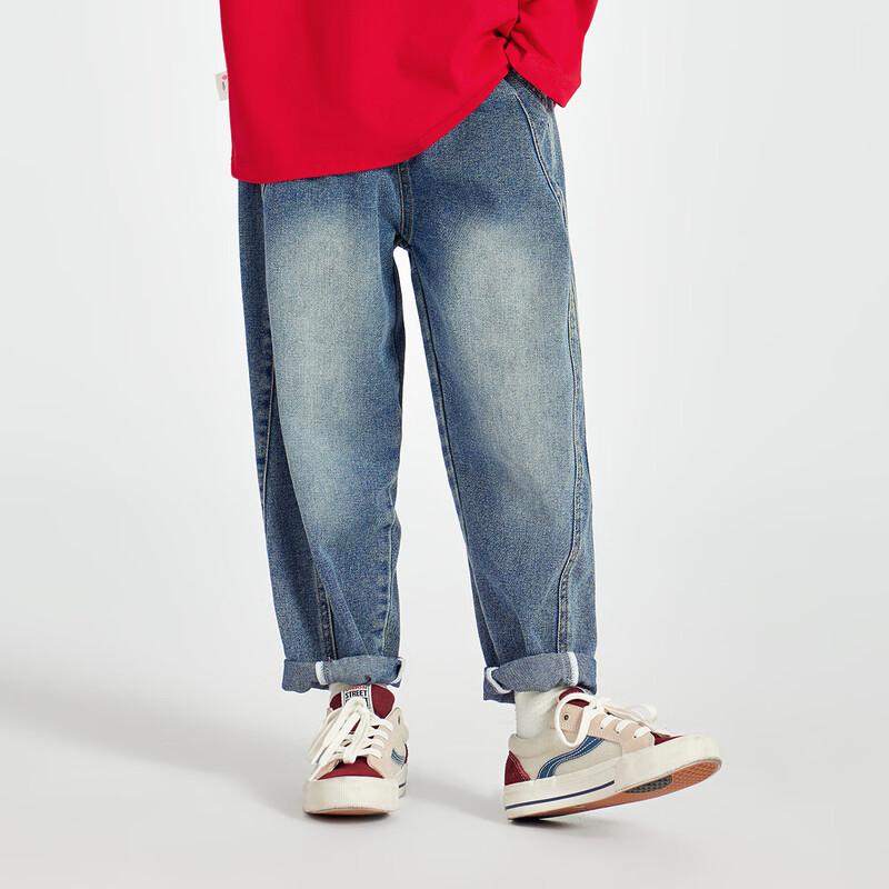 Boys' Tail Flame Letter Print Casual Denim Jeans