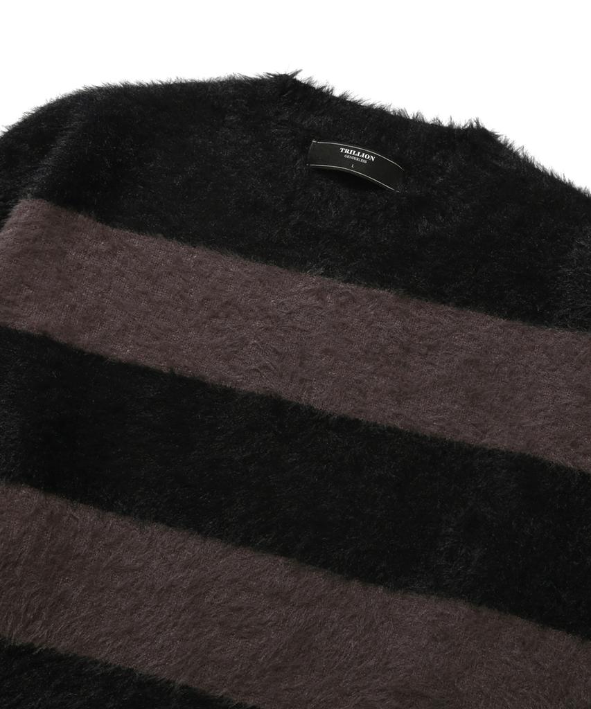 TRILLION Hairy Brush Stripe Crew Neck Knit (Ash Gray)