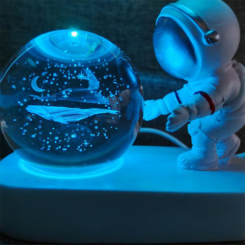 Astronaut Creativ 3D Minge de Cristal Led Lumină de noapte pentru Dormitor Copii Planetă Spațiu Lampă Sistem Solar USB Cadou de Crăciun pentru copii