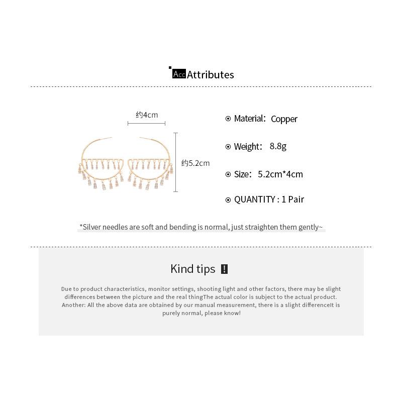 Zirconia Tassel Drop Earrings Hollow Out Geometric Inverted E-shaped Pendant Earrings Ladies Fashion Exaggerated Punk Jewelry K