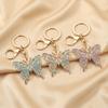 Keychain Pendant Sparkling Rhinestones Butterfly Charm Key Chain with Lobster Clasp Electroplated Key Holder Bag Accessory