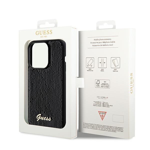 Guess Guhcp14Xpsfdgsk Iphone 14 Pro Max 6.7 Czarny/Black Hardcase Sequin Script Metal