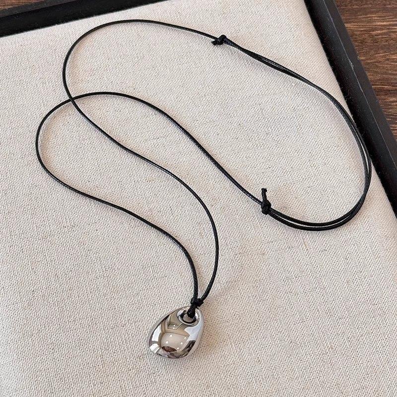 Punk Large High Polish U-Shape Horseshoe Pendant Necklace for Women Fashion Adjustable Black Leather Rope Necklace Party Jewelry