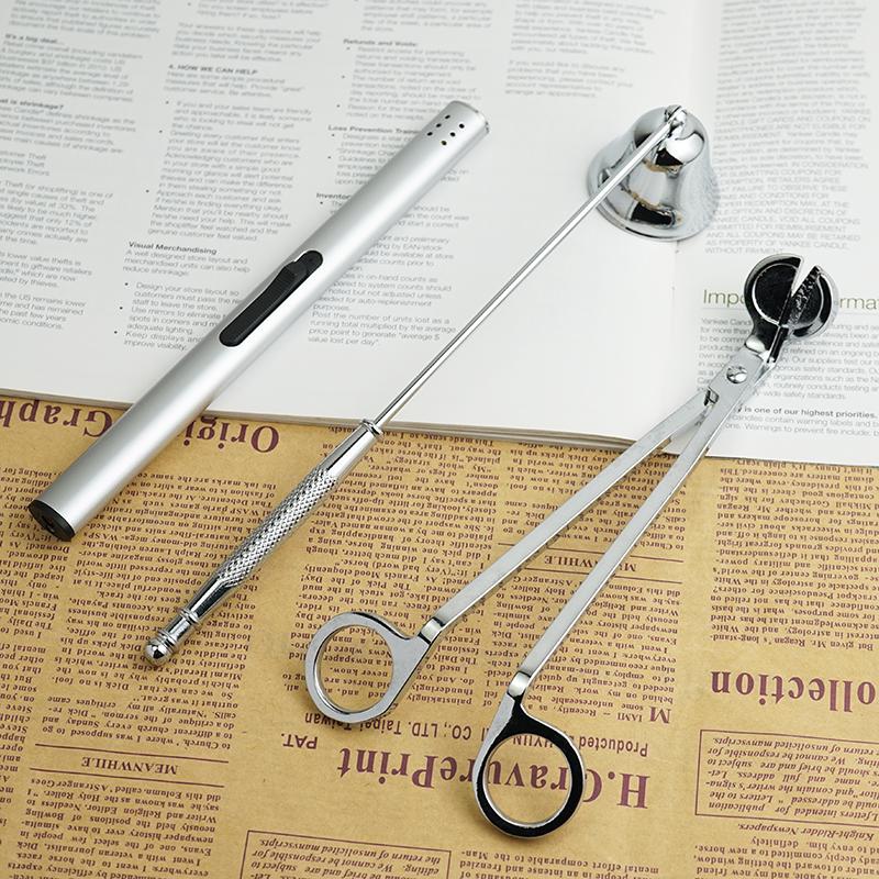 Aroma Candle Tool Kit: Wick Trimmer, Snuffer, Extinguishing Hook, and Tray.
