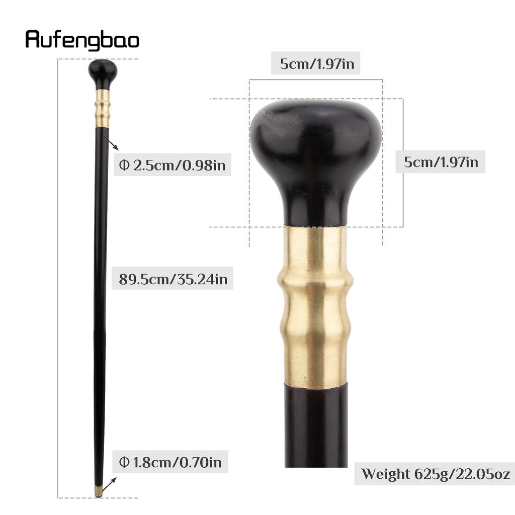 Black Wooden Traditional Single Joint Walking Stick Decorative Cospaly Party Wood Walking Cane Halloween Mace Wand Crosier 90cm