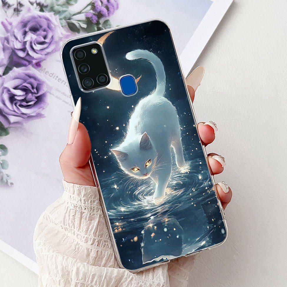 For Samsung A21s Case Cover Clear Fashion Luxury Cute Painted Back Cover For Samsung Galaxy A21s Phone Case A217F A217M A217N