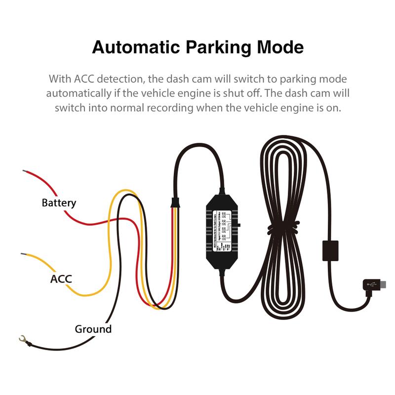 VIOFO Type-C HK4 ACC Hardwire Cable For A119MINI2/A229 Plus/A229 Pro/A229 Ultra/A329/T130/WM1 Dash Cam Parking Mode