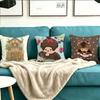 Cartoon M-M-Monchhichis Anime Square Double-Sided printed Pillow Case Bedroom Bedside Pillow Sofa Cushion Cover
