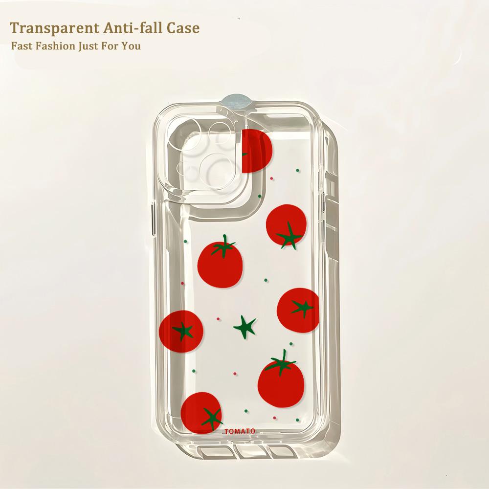 

Korean Cute Tomato Phone Case For Samsung Galaxy S25 S24 S23 S22 S21 S20 FE Note 20 10 Edge Plus Ultra Lite 5G Clear Back Cover Samsung Note10