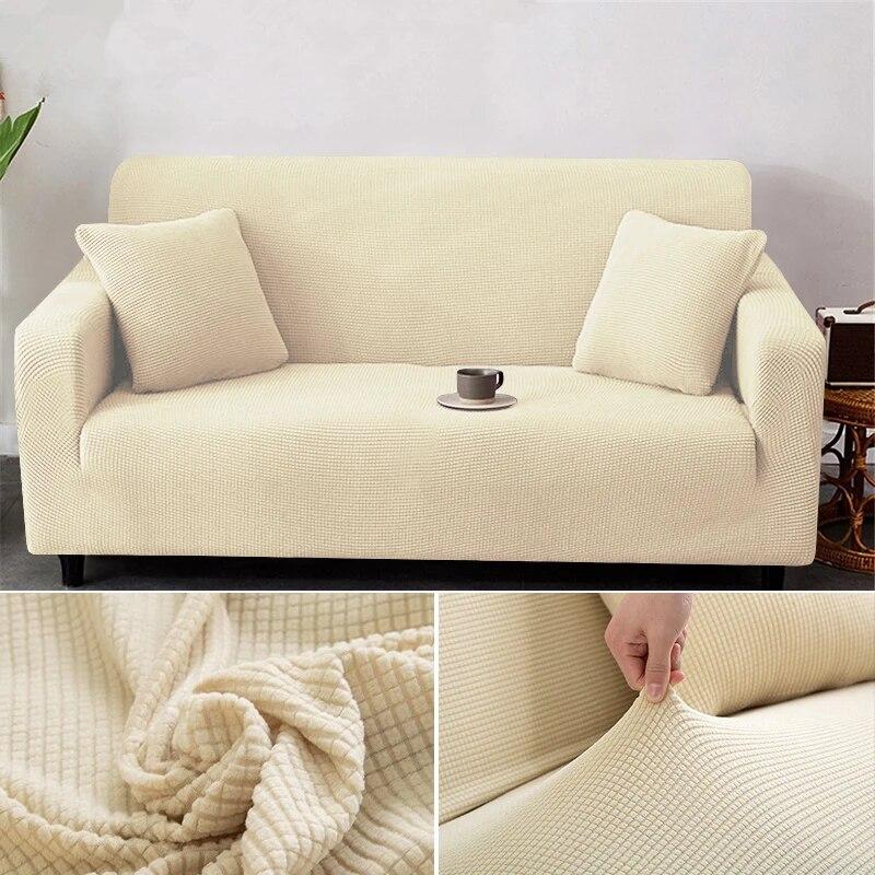 1/2/3/4 Seater Thicken Elastic Jacquard Sofa Cover Slipcover Stretch Polar Fleece L Shape Corner Sofa Covers for Living Room
