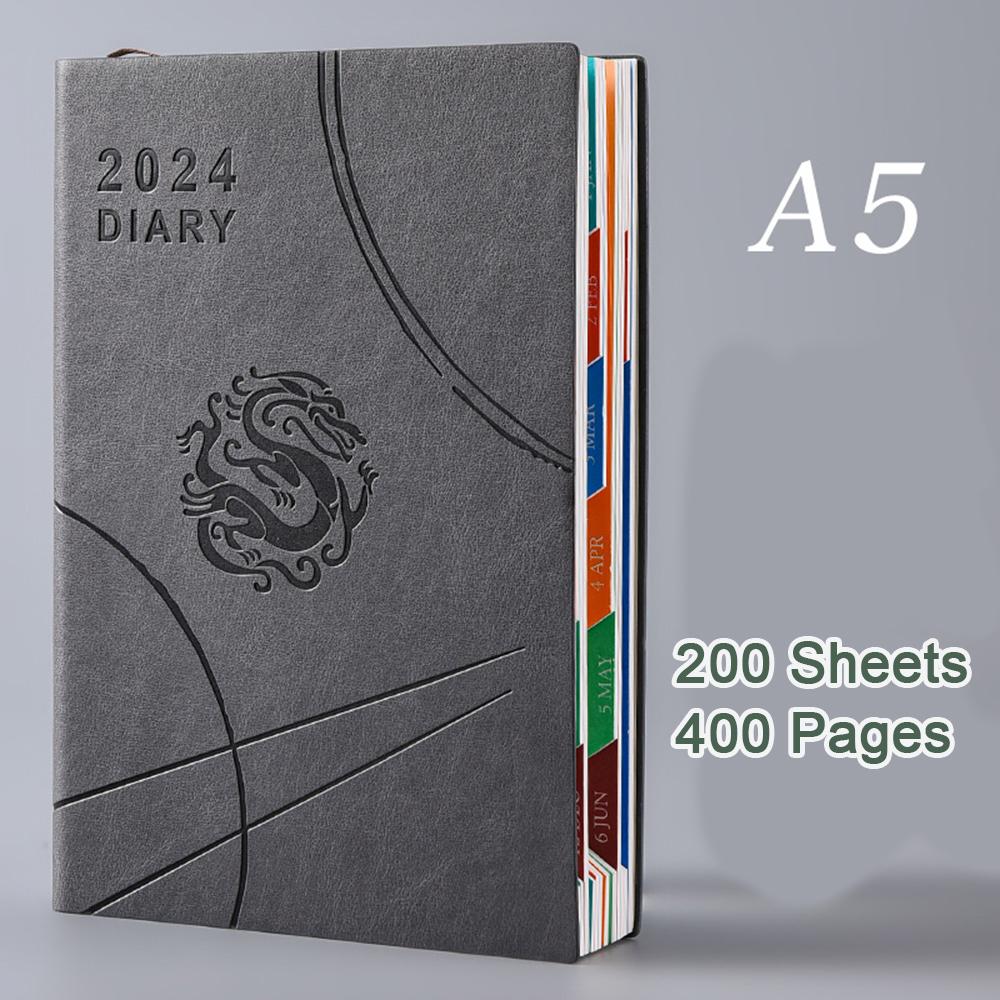 (Logo Can Be Engraved) A5 Leather Business Schedule, 365-day Daily Planner, Study Plan, Time Management Manual, Ledger, Notepad