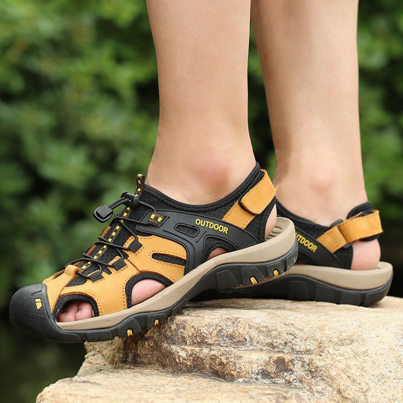 New Men Shoes Genuine Leather Men Hiking Sandals Summer Men Causal Shoes Beach Sandals Man Fashion Non-slip Outdoor Sneakers
