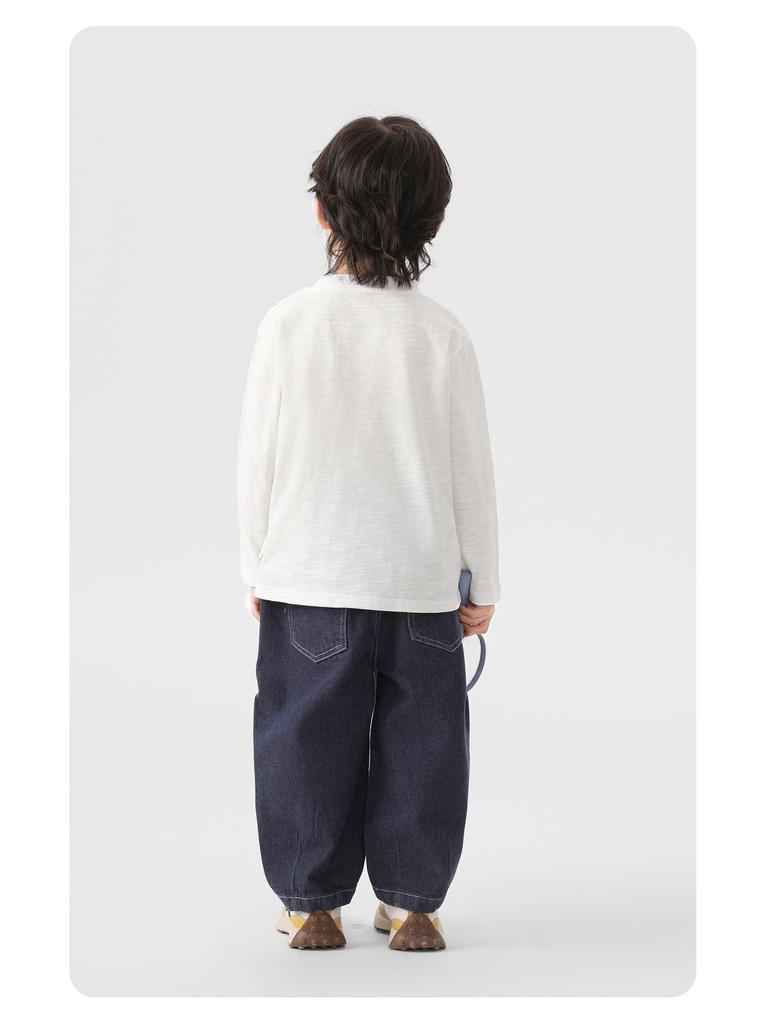 European Boys' Pure Cotton Long-Sleeve T-shirt, 2026 Spring, Children's Base Layer, Baby Spring/Autumn Style Undershirt.