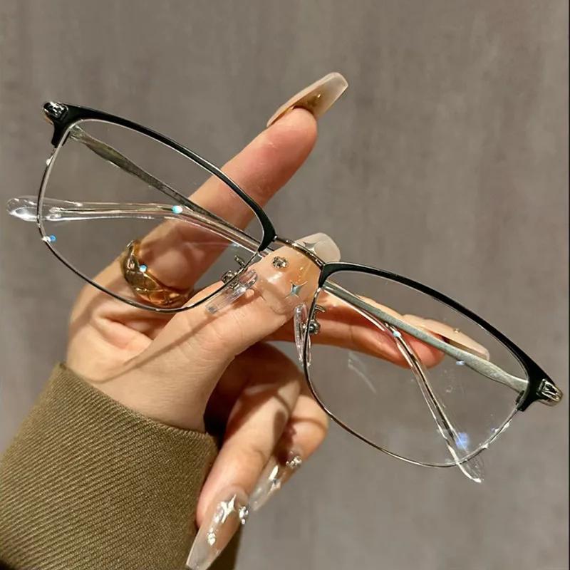 Fashionable Anti Blue Light Metal Frame Reading Glasses High-definition Presbyopia Glasses for Middle-aged and Elderly People