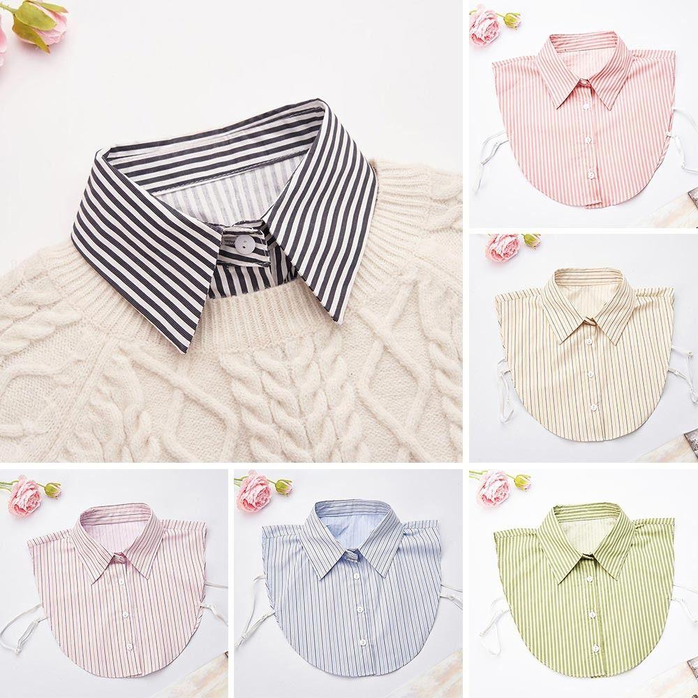 Detachable Front Tie Vintage False Blouse Collar Fashion Stripes Fake Collar  for Women