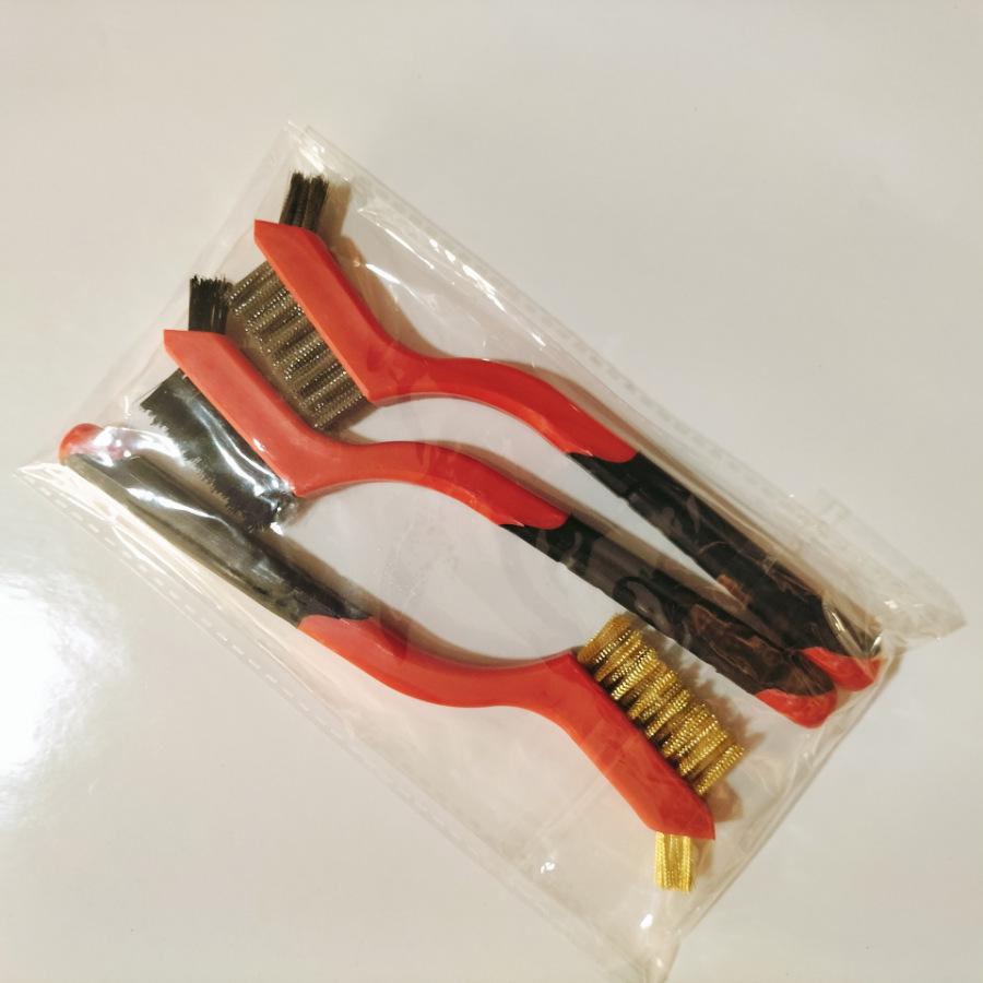 Double-Headed Wire Brush Set: Steel, Copper, Nylon for Rust and Crevice Cleaning