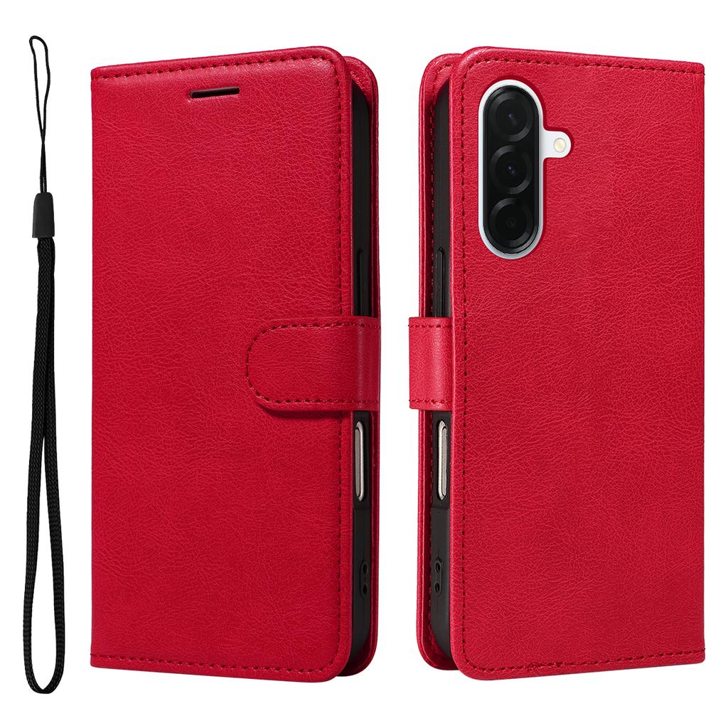 For Samsung Galaxy A37 5G Leather Wallet Case with Strap Solid Color Phone Stand Cover