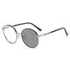 Blue Light Blocking Eyeglasses with Photochromic Round Metal Black Gold B1341 [FEISEDY] Women's Lenses, Lightweight, Frame, Non-Prescription, Stylish,