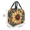 Golden Sunflower Cluster Vintage Botanical Drawing Insulated Lunch Bag for Women Office Cooler Thermal Food Box Tote Lunch Boxes