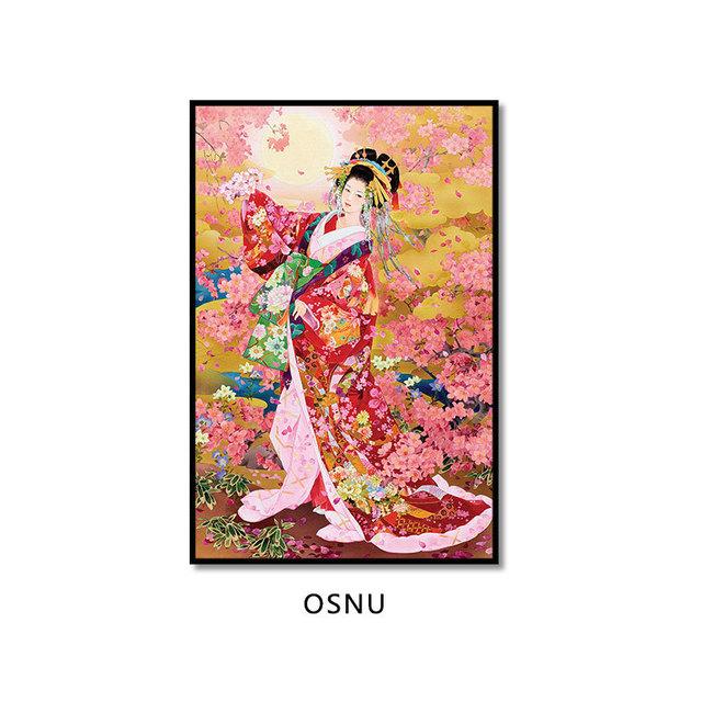 Japon tarzı japon geyşa Ladie tuval boyama Modern resimler duvar sanatı posterler baskılar oturma odası ev dekor için hiçbir çerçeve