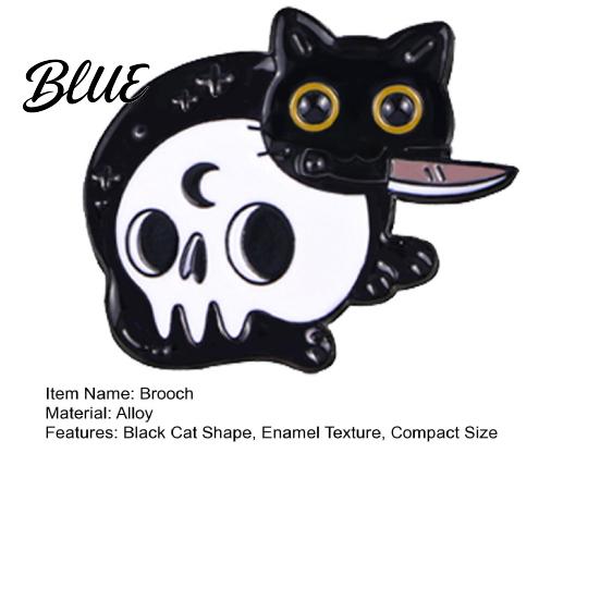 Versatile Enamel Brooch Craft Halloween Cartoon Black Cat Skeleton Shape