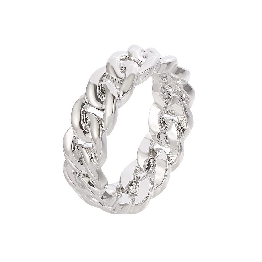 Simple Cuban Style Ring, Fashionable Two-color Twist Ring, Jewelry Trend