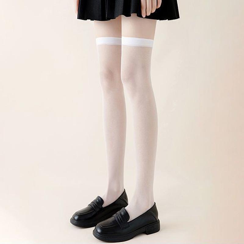 Summer Black Sexy Thin Thigh-High Stockings – High Transparency Over-the-Knee Silk Socks