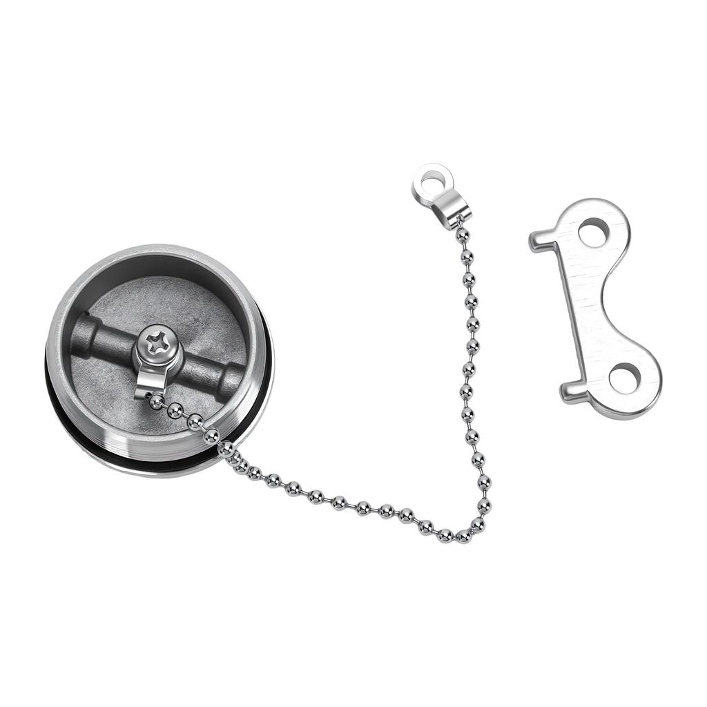 Boat Fuel Tank Cap 1.5 Inch 38mm Marine Fuel Cover with Chain and Key Stainless Steel Deck Fill Filler Cap for Yachts