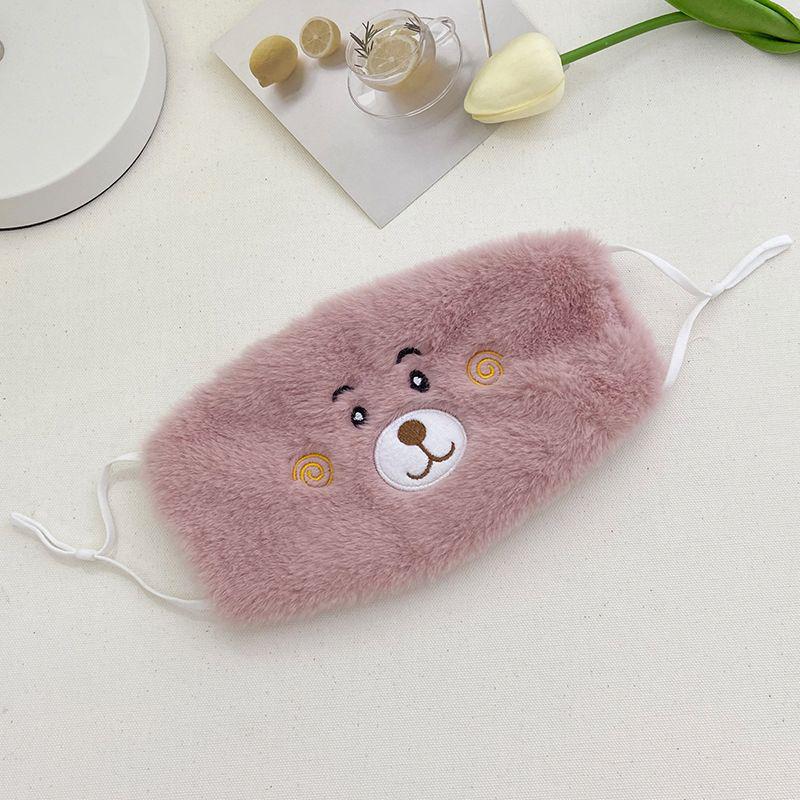 

Faux Rabbit Fur Plush Bear Winter Mask: Windproof, Warm, and Cute Cartoon Design for Outdoor Use One Size