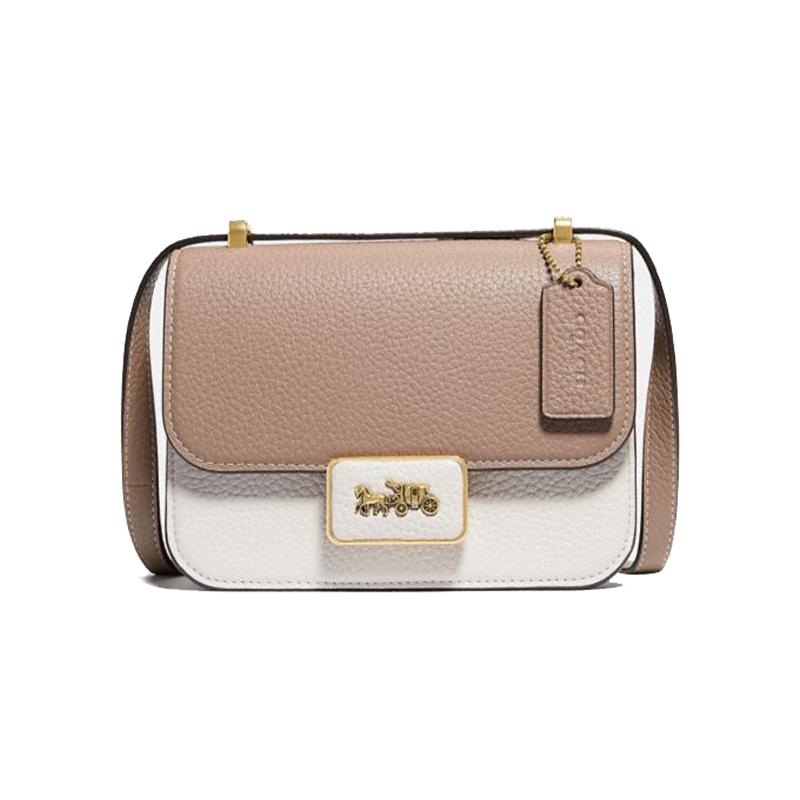 

COACH Alie 18 Color Block Leather Messenger Bag Small Square Bag Crossbody Shoulder Bag Women s White білий