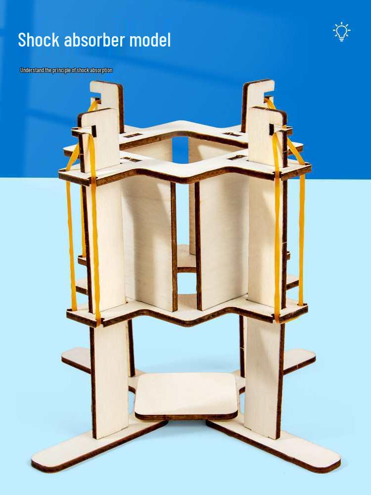 Handmade DIY Science Experiment Set: Elastic Deformation Rubber Band Shock Absorber Teaching Aid Other