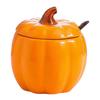 400mI Ceramic Soup Bowl with Lid Creative Pumpkin Shape Soup Bowl Household Large Soup Noodle Bowl Halloween Decoration