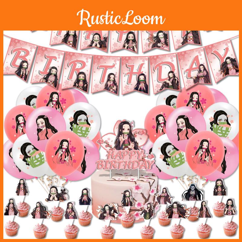 Nidouzi Themed Party Kit Latex Balloons, Cake Inserts, And Party Banners In Mixed Colors 196g